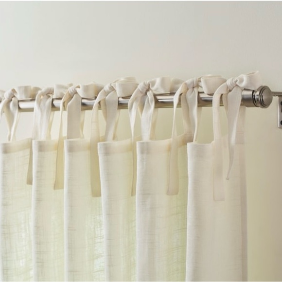 2PK Allen + Roth Harlow Light Filtering 84in Tie Top Panel in Ivory NEW - Picture 3 of 10